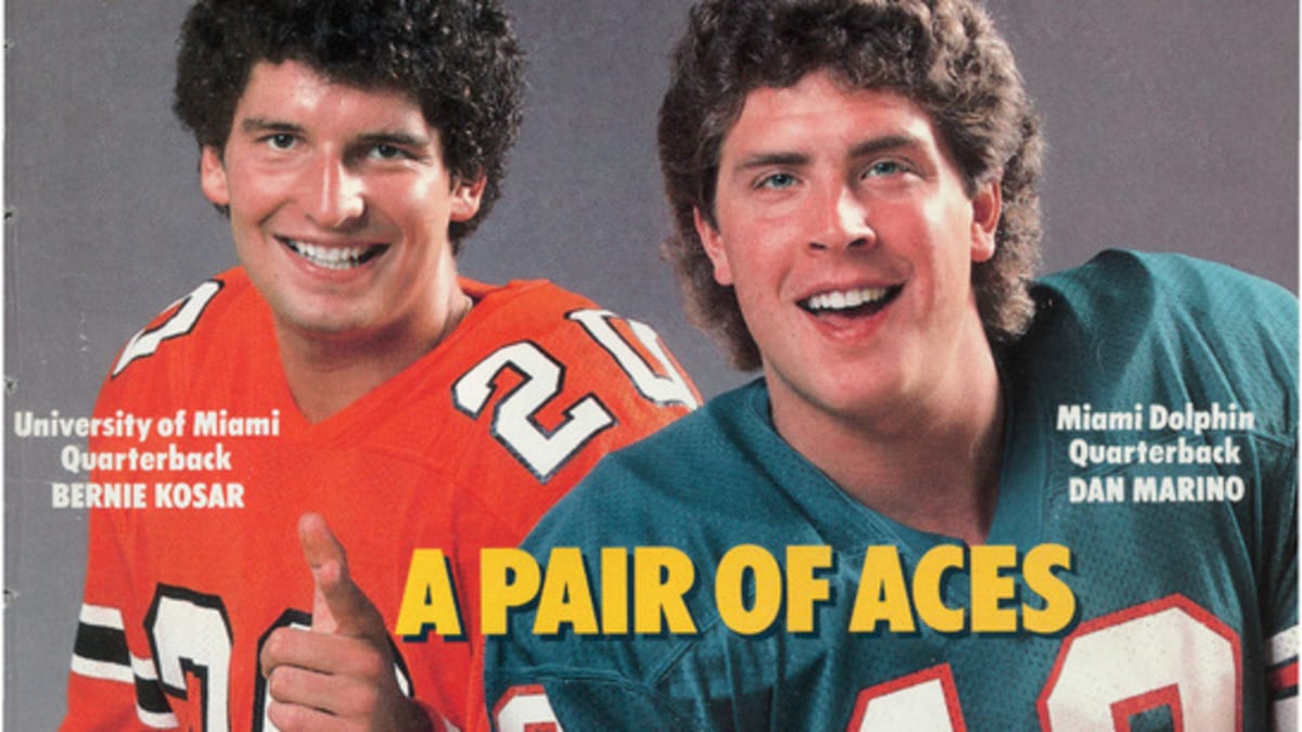 Bernie Kosar and Dan Marino 1984 Miami heroes (and perm partners) Dan Marino  and Bernie Kosar pose together for SI's 1984 footbal…