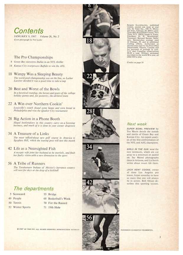 January 9, 1967 Table Of Contents - Sports Illustrated Vault