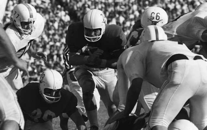 Texas Tommy Ford (24) in action, rushing vs Oklahoma at Cotton Bowl Stadium.