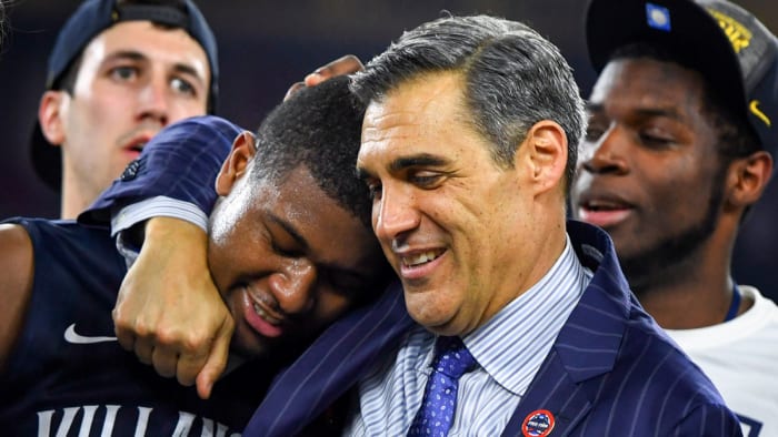 Villanova’s Kris Jenkins and Jay Wright after the 2016 NCAA title game