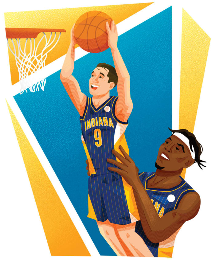 BOOSTER SHOT
McConnell (left) hopes that one day teammate Turner will help him dunk.
