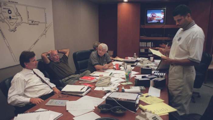 Pete Carril in the Sacramento Kings office