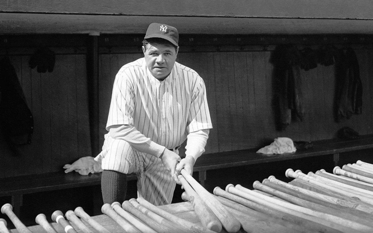 1933: Babe Ruth, Babe Ruth looks out onto the field from th…