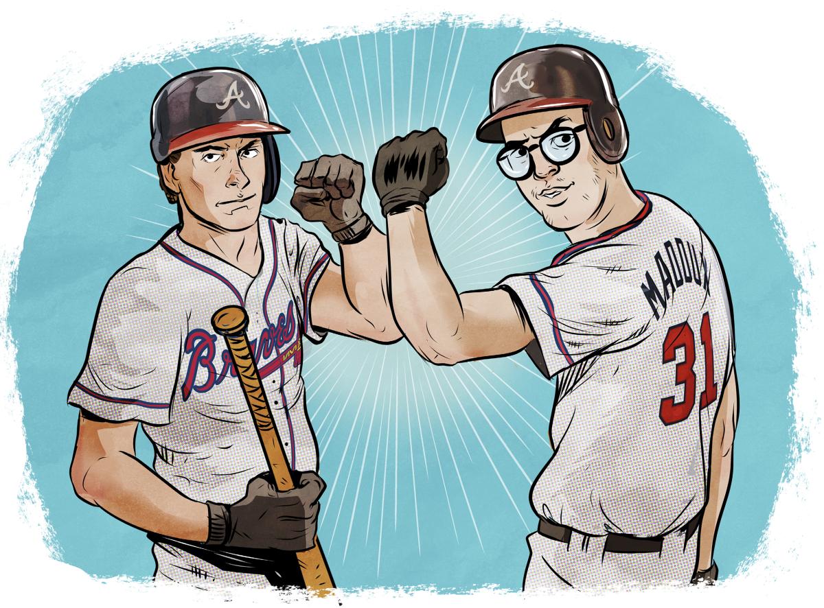 Bash Brothers
Hall of Fame pitchers Glavine and Maddux, who combined to hit six home runs in 45 seasons, famously bulked up in a 1999 Nike ad and remarked: “Chicks dig the long ball.” 
