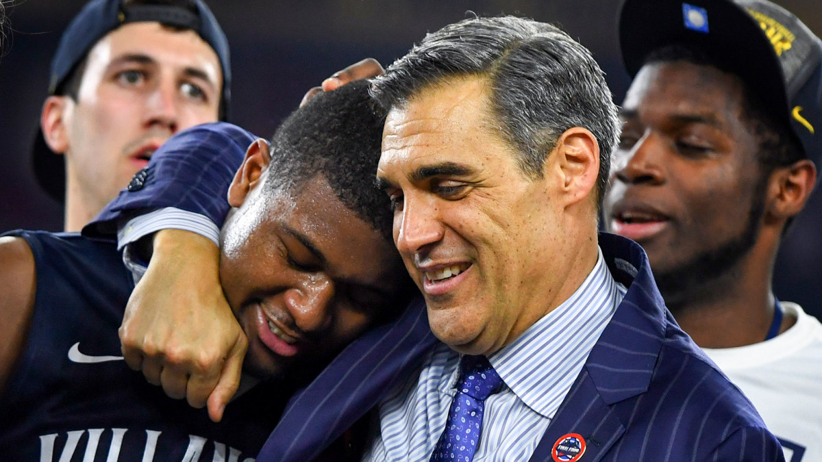 Villanova’s Kris Jenkins and Jay Wright after the 2016 NCAA title game